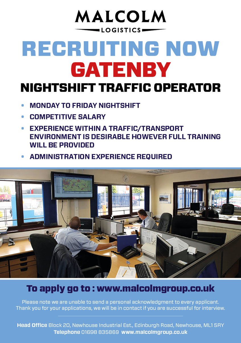 MalcolmGroup's tweet photo. Recruiting Now!!
The Malcolm Group are recruiting for a Nightshift Traffic Operator to join our Gatenby Depot!
For more information or to apply please visit our website at the below link:
https://t.co/CI4DnEAV4H
#successfulpartnerships #trafficoperator #recruitingnow #England https://t.co/j8U4B2RjVr