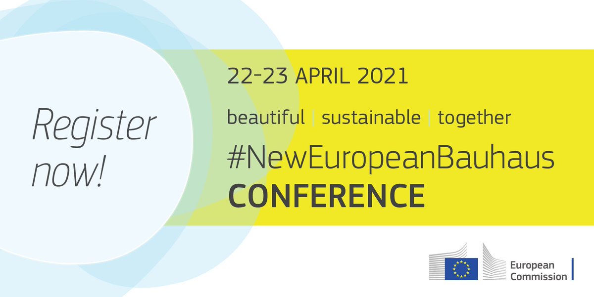 The 1st #NewEuropeanBauhaus conference is tomorrow!
Join the conversations &amp; let’s build a more beautiful, sustainable future together.

🗓️ 22-23 April, online
🎙️ Incredible international line-up
🇪🇺 Interpretation in all EU languages

Register: europa.eu/new-european-b…