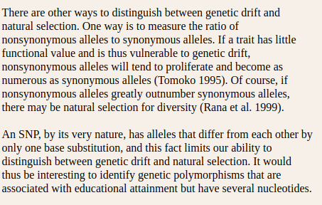 Finally Frost's suggestions for better methods are odd considering methods like the ratio of synonymous & non-synonymous substitutions is not well suited for studies within species. They are better for comparisons at/above species level where there are more fixed substitutions
