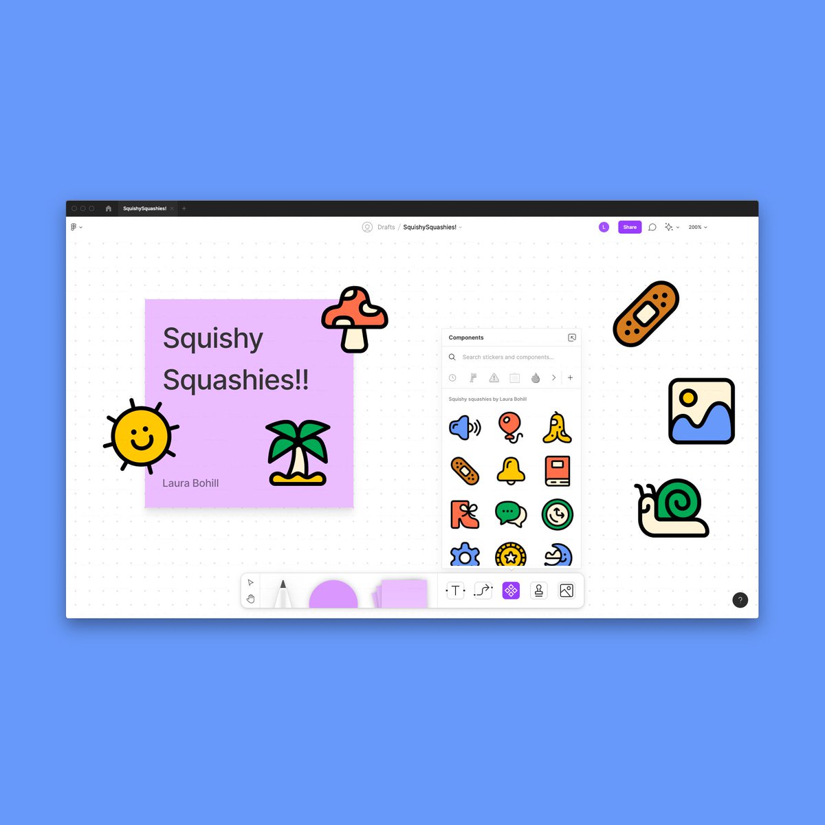 LauRARbee's tweet image. Let me introduce my newest children, Squishy Squashies! @figmadesign hired me to make these adorable icons for their new and brilliant FigJam! Very fitting that the first icon set I make IN Figma is FOR Figma! #config2021