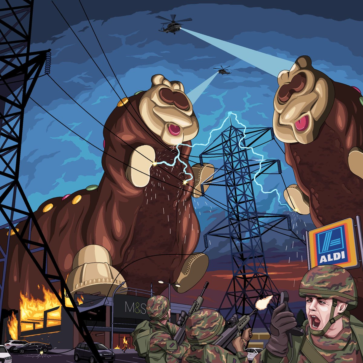 Mike_at_est's tweet image. @AldiUK @marksandspencer who’s gonna win? Painted by the awesome @Jimllpaintit #cuthbertthecaterpillar #cake #FreeCuthburt