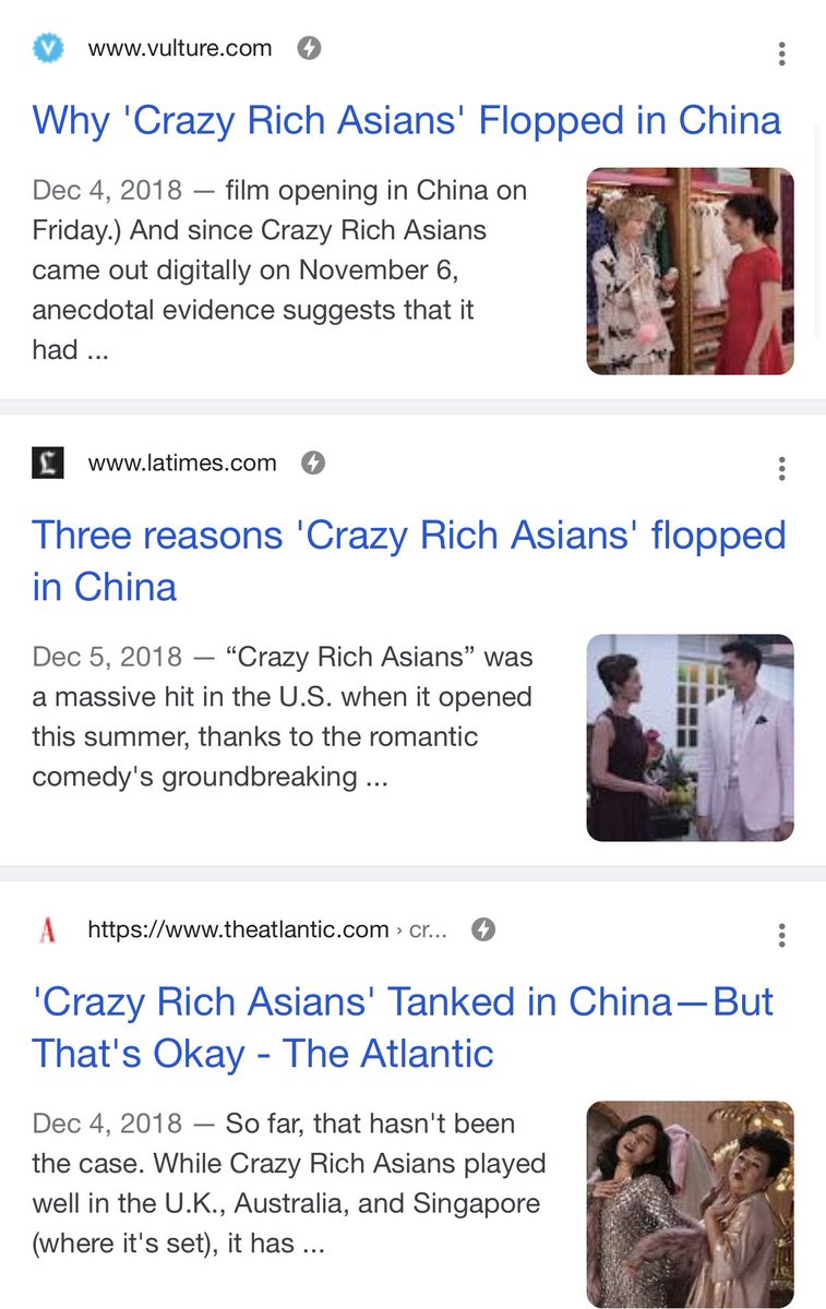 A US studio can’t pander to China by trying to tell their version of a Chinese story. China doesn’t want that. They don’t give a  about “representation.” They see Chinese people everywhere! #CrazyRichAsians was a huge hit in the US & other countries, but NOT China  #ShangChi 2/