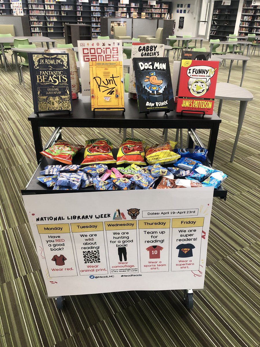 TechieDanielle's tweet photo. Today we are on the hunt for a good book! If you find a camouflage book, come to the library for a prize! #NationalLibraryWeek #meadreads https://t.co/6E6hTWeXCX
