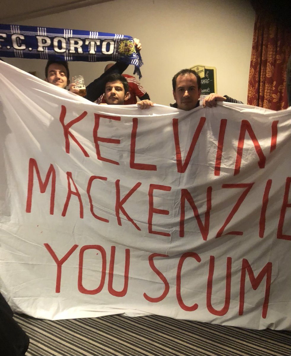 Kelvin MacKenzie got away lightly on 19 April because of all the Super League malarkey.

So here’s a load of FC Porto supporters holding our ‘KELVIN MACKENZIE YOU SCUM’ banner up in The Mere Bank a few years ago. #MacKenzieYouScum #SunScum #DontBuyTheSun