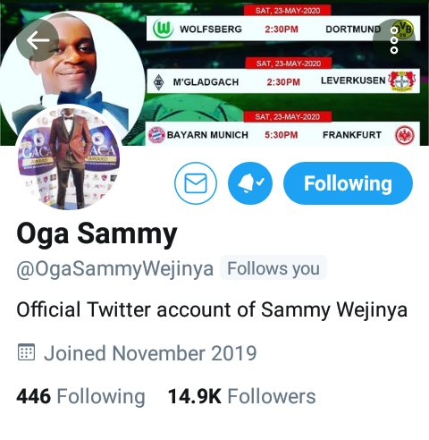 IamBaatee's tweet photo. When @OgaSammyWejinya followed you on Twitter you are a celebrity. Thanks Mr. Fantastic
#BestInTheBusiness
#NumberOneInTheCity
#OgaSammy https://t.co/2TRm0V189F