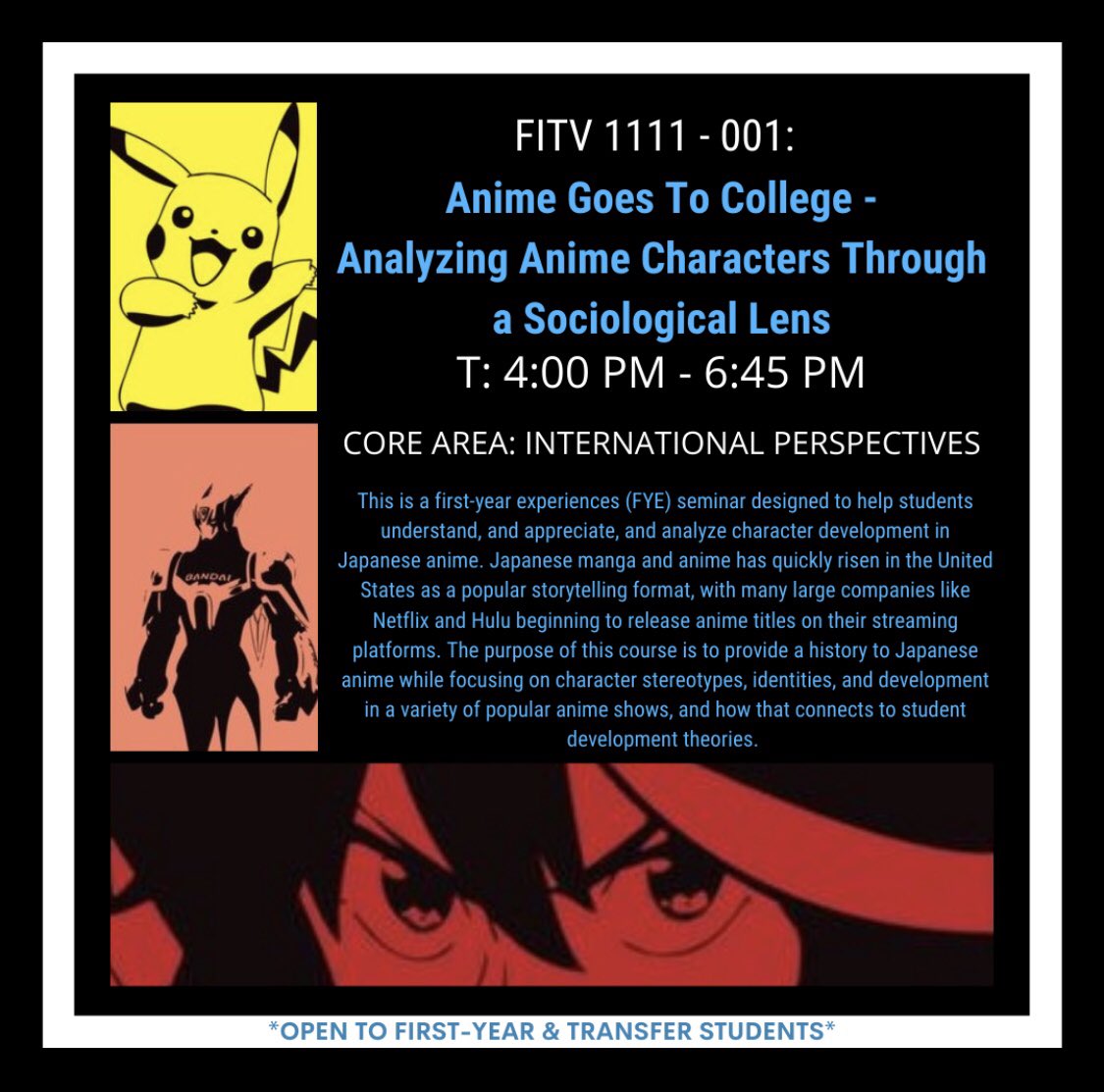 cudenverfye's tweet photo. We love anime! Check out our FITV 1111-001 course and all of our Fall 2021 courses at https://t.co/Jb3QRiV8BV #CUDenver #CUInTheCity #Anime https://t.co/wOEGiZD99Q