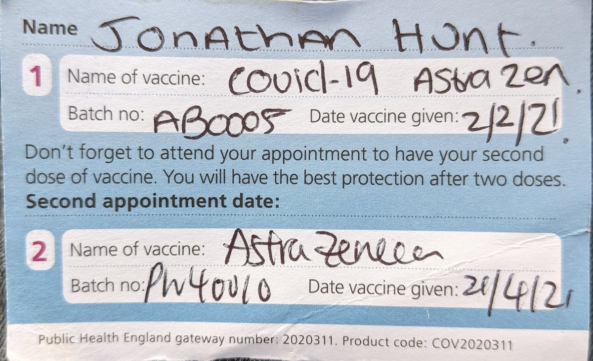 jonhunt82's tweet photo. A quick trip out after work and now I'm fully vaccinated! https://t.co/0EqiA9HqQ8