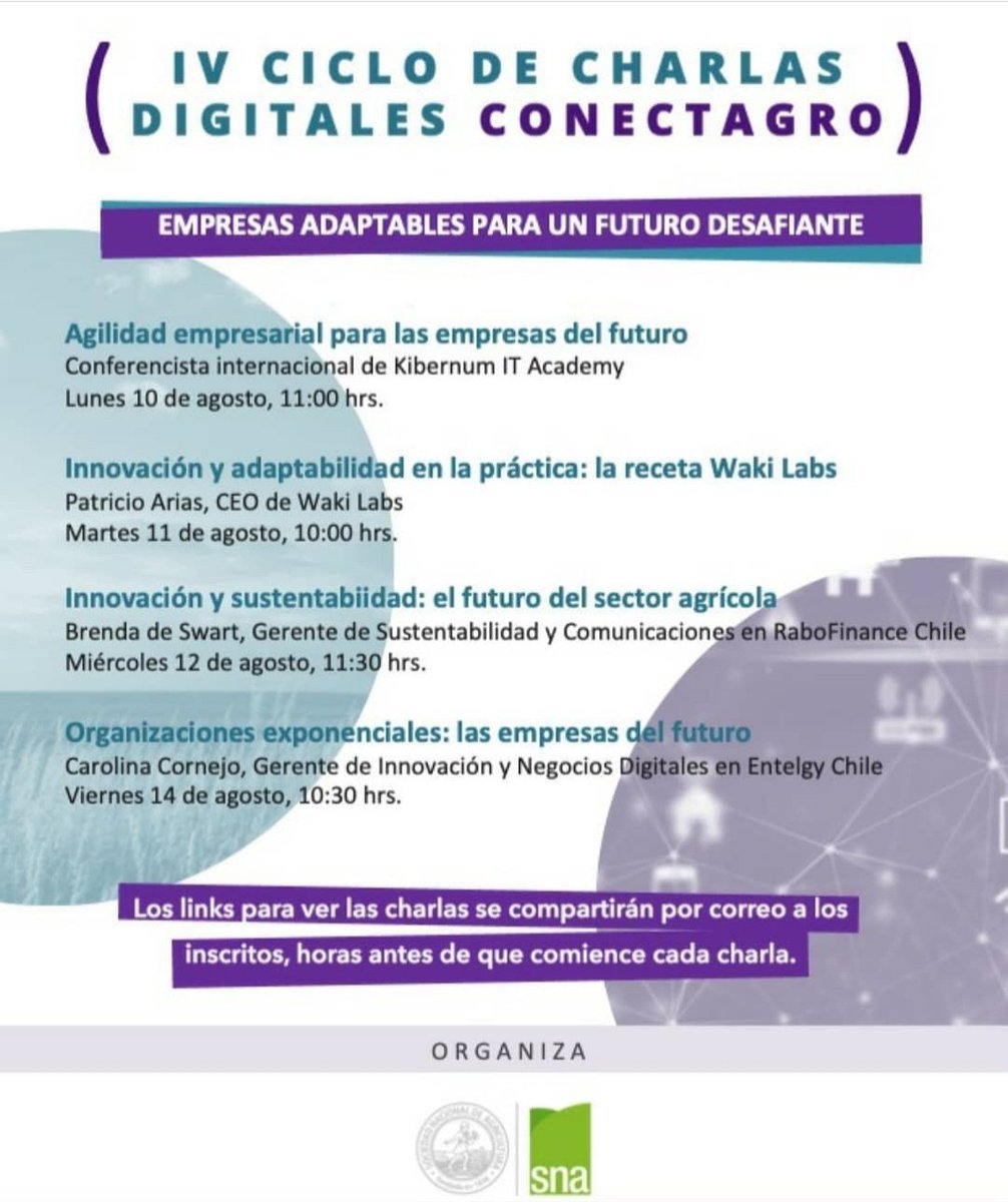 SNA_Chile's tweet photo. En el día mundial de la #innovacion y la creatividad te invitamos a revisar nuestro canal de YouTube donde encontrarás todos nuestras Ciclos de Charlas #Conectagro, desde donde buscamos impulsar la innovación, tecnología y sustentabilidad en el agro. https://t.co/kUKHtXEmhm https://t.co/9lCMFsKKON
