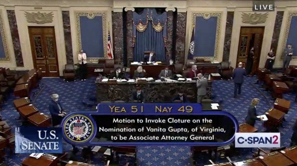 BREAKING: The Senate just advanced the nomination of Vanita Gupta to serve as associate AG at the Justice Department. A final confirmation vote is expected around 2:15pm ET.

Call your senators (202-224-3121) and tell them to #ConfirmGupta. She’s the leader we need and deserve.