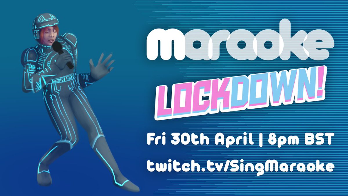 📢 NEXT MARAOKE LOCKDOWN: Friday 30th April at 8pm BST!!!

Our Lockdown Anniversary party is happening next week on twitch.tv/singmaraoke 🥳

🎤 500+ Karaoke songs
🎮 Rewritten about video games
🌍 Sung LIVE wherever you are!

SEE YOU ALL THEN 💕