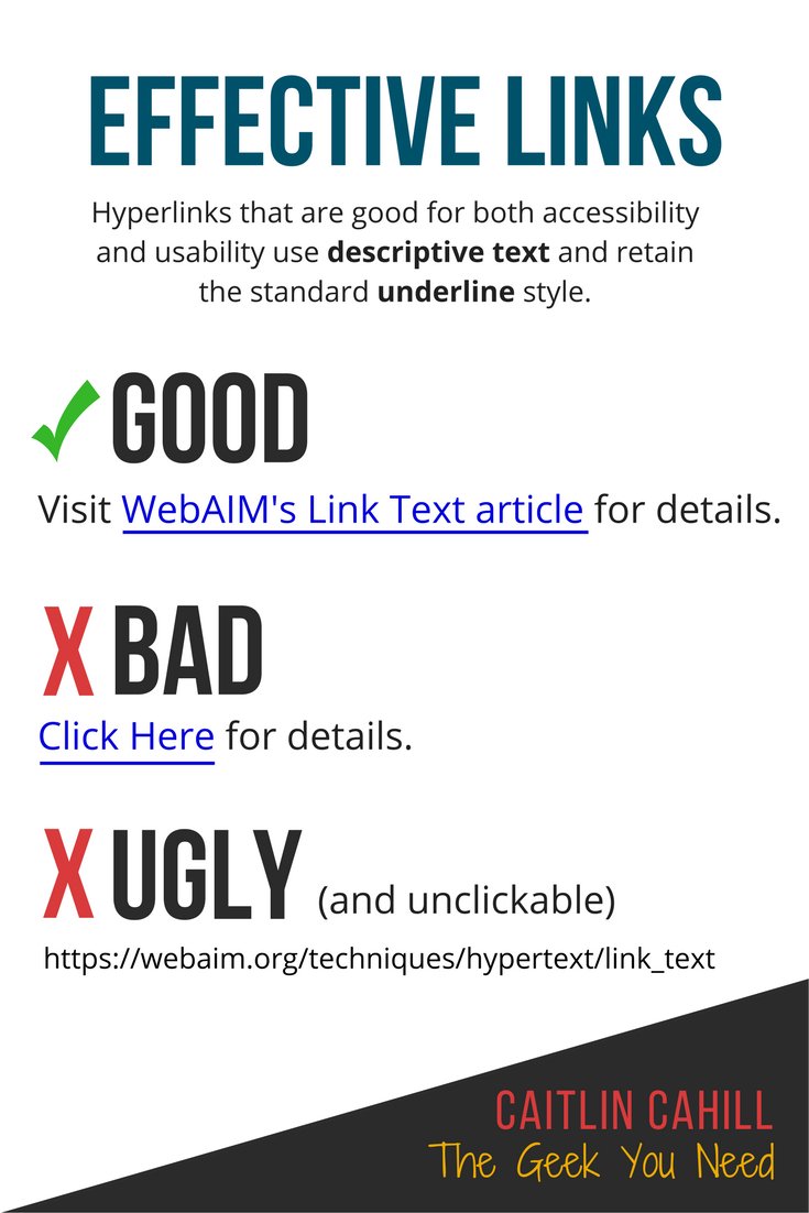 umcf's tweet image. Did you know a screen reader will read out the entire link? Embedding links within descriptive text is the way to go. #CultivateInclusion #DigitalAccessibility