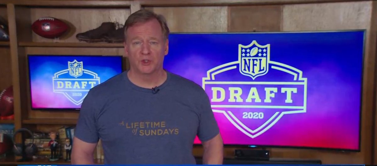 2) Roger Goodell on Day 1, Day 2 and Day 3 of the Draft.