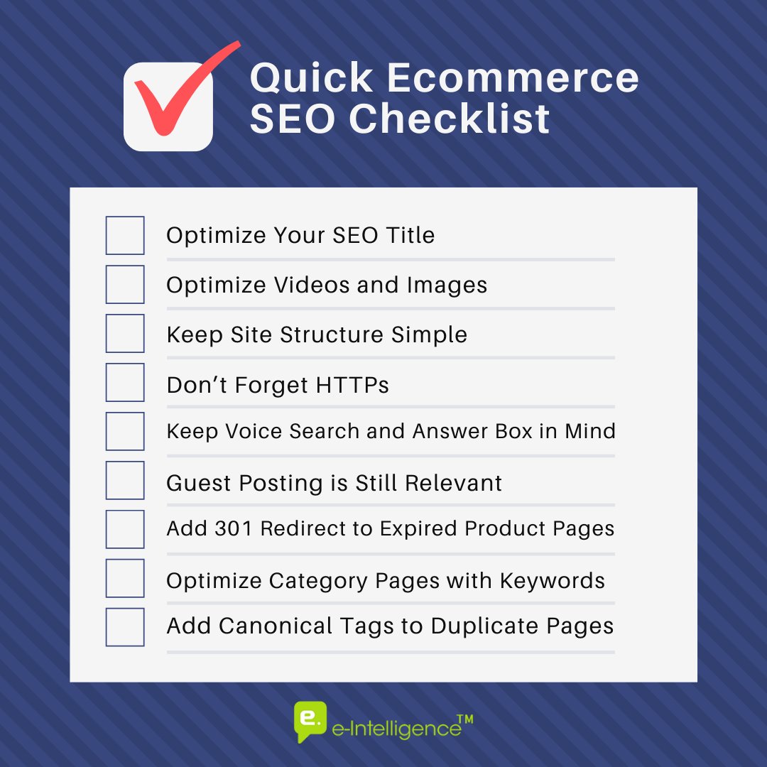 eIntelligence's tweet image. There’s a lot of opportunities when it comes to ecommerce. It’s important to remember the crucial role of organic search and ecommerce SEO.If you want to get more traffic and sales from organic search then this ecommerce SEO checklist will be a valuable resource.
#eintelligence