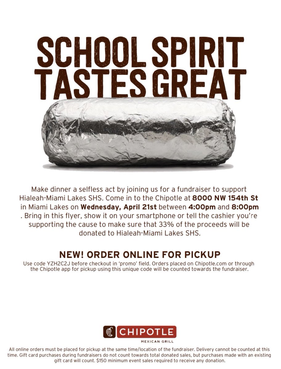 See you all today at Chipotle in Miami Lakes!