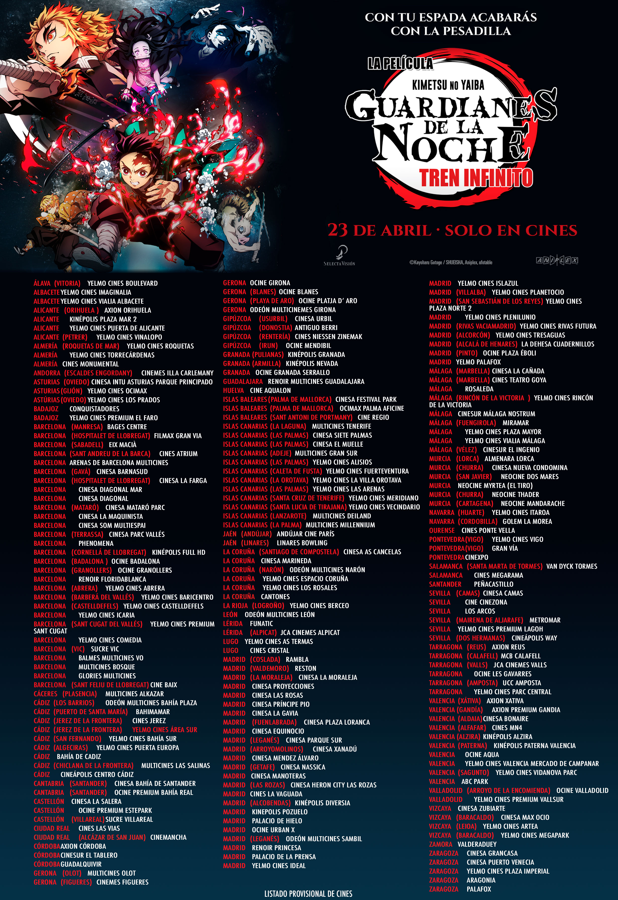 Cines Donde Ver La Pelicula De Kimetsu No Yaiba En Espana El Palomitron