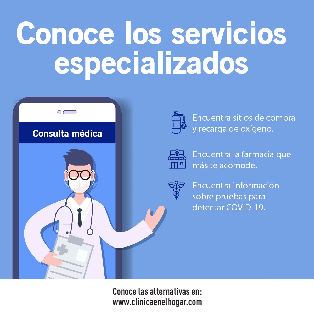 “Clínica en el Hogar” es  la unión de empresas e instituciones públicas para brindar atención médica a distancia a la sociedad.
Conoce las alternativas en: clinicaenelhogar.com
#VenceAlVirusEnCasa #RompeLaCadenaDeContagios #NoBajesLaGuardia #EmpresasXTuBienestar