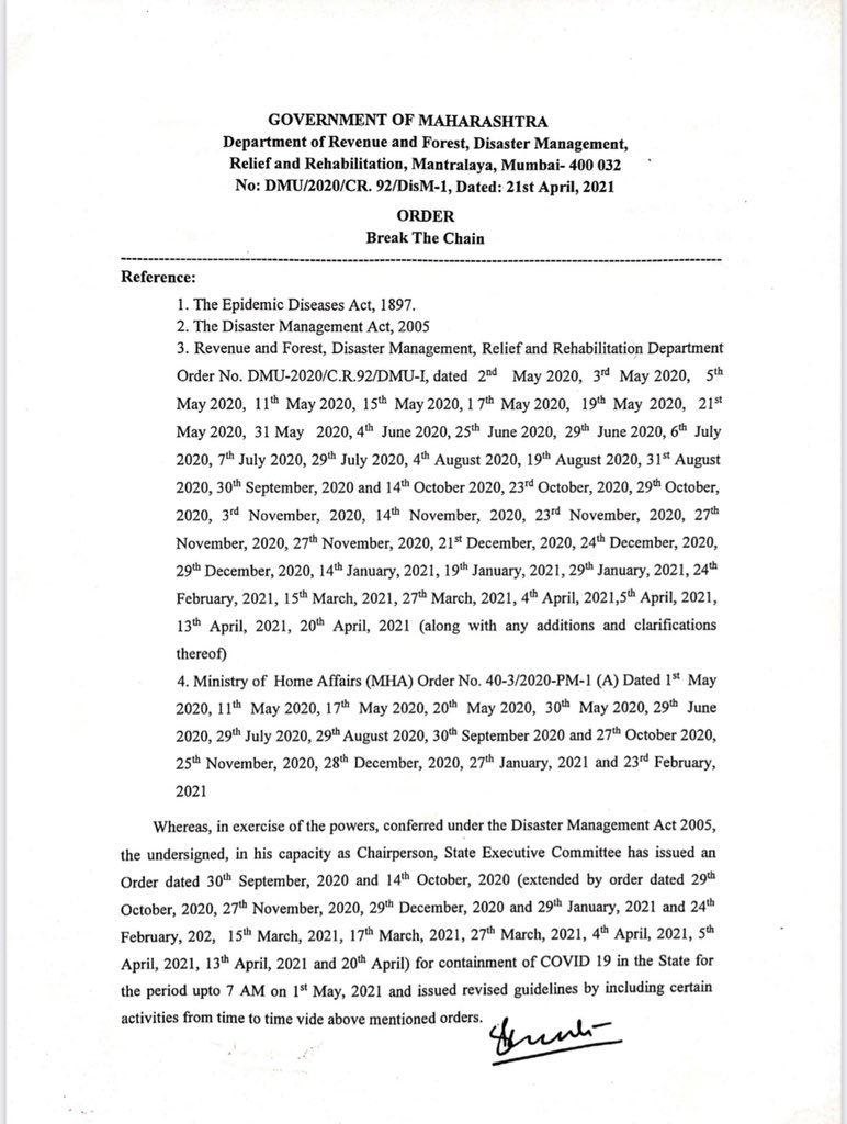 Cmo Maharashtra New Strict Restrictions Under Breakthechain To Be Implemented From 22nd April 21 8pm Onwards