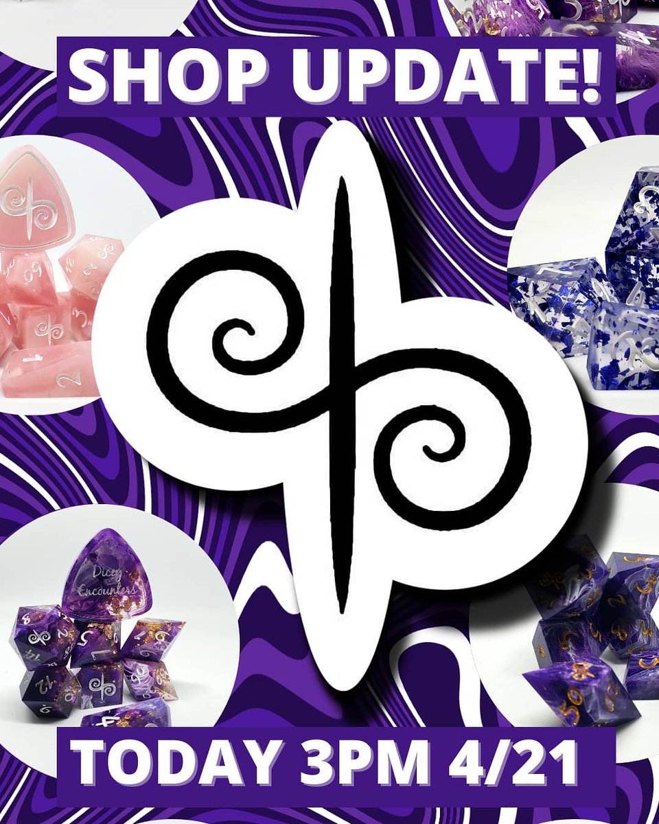 Hey all! My Shop update is live and sets are selling quick! Don't miss out! Also make sure to check out the mystery unfinished d20's!
diceyencountersdice.com