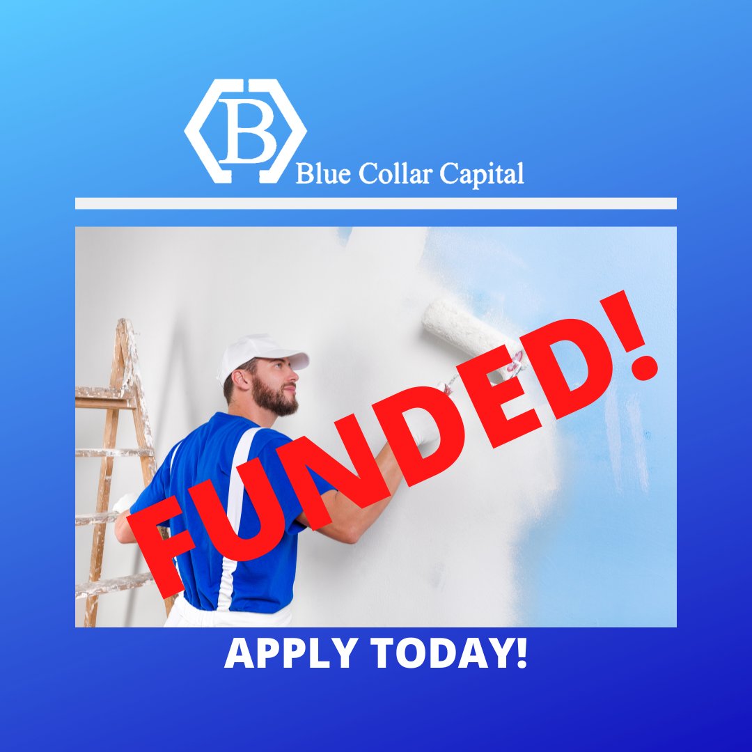 BlueSolutionsCo's tweet image. FUNDED DEAL OF THE DAY! $25,000 Painter/ Drywall Contractor. Apply today! BlueCollarCapital.net
#funding  #business #businessloan #lending #smallbusiness  #smallbusinessowner   #smallbusinessloans #money   #businessowner #businessfunding #workingcapital  #loans