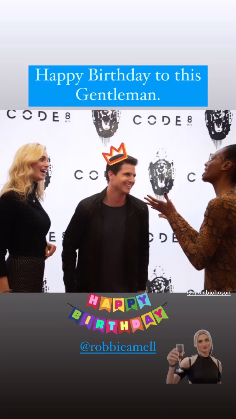 Allegra Edwards wishing a happy birthday to Robbie Amell via instagram stories. 
