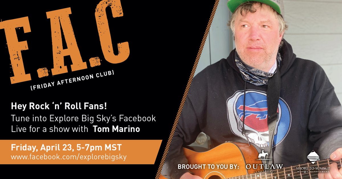 Big Sky Town Center (@bigskytowncent) on Twitter photo Tune in to <a href="/explorebigsky/">Explore Big Sky</a>'s Facebook LIVE for this Friday's F.A.C. with local singer/songwriter Tom Marino. #BigSkyLife #VisitBigSky Tune in to <a href="/explorebigsky/">Explore Big Sky</a>'s Facebook LIVE for this Friday's F.A.C. with local singer/songwriter Tom Marino. #BigSkyLife #VisitBigSky