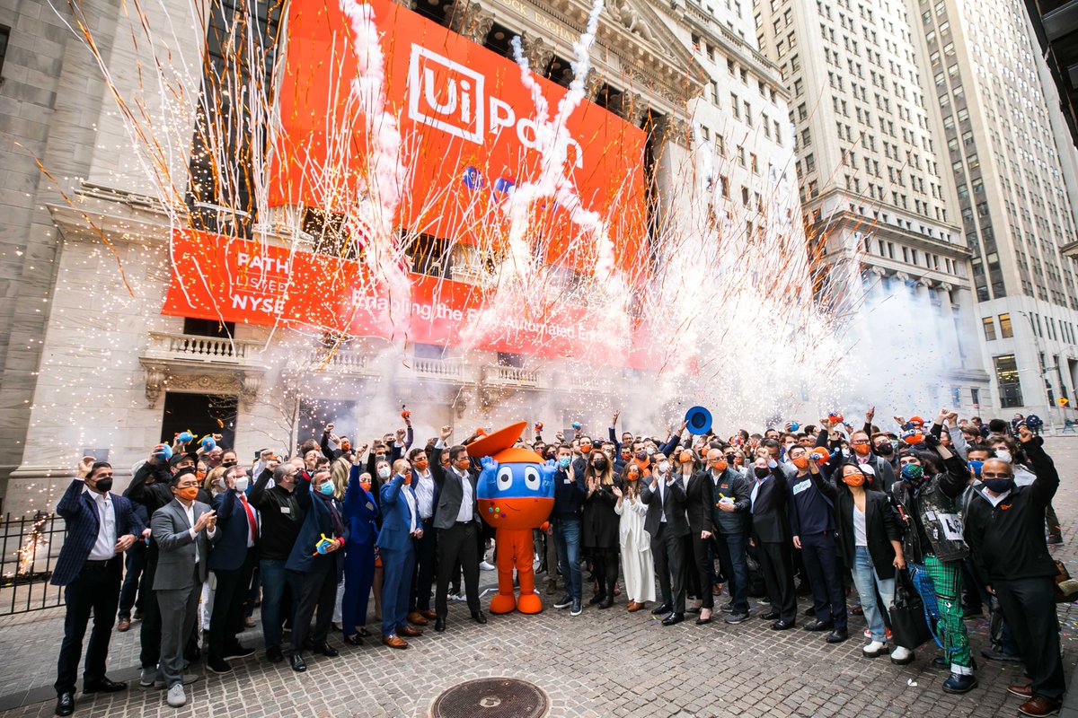 NYSE's tweet photo. Listing Day! 📸 Congratulations to @DanielDines and the rest of the @UiPath team on the $PATH IPO 🎉 Welcome to our #NYSECommunity 🏛 #UiPathIPO https://t.co/96JsYPzTOG