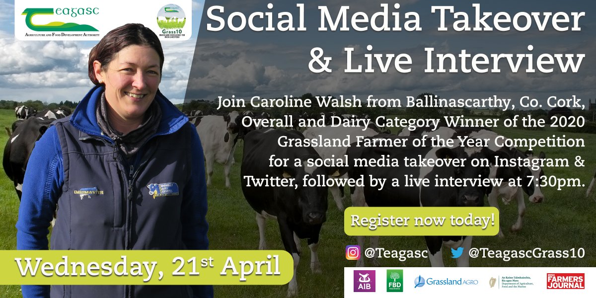 Teagasc (@teagasc) on Twitter photo Only a half an hour to go until the live interview with Caroline Walsh, Overall Grassland Farmer of the Year, hosted by special guest <a href="/aidan_bren/">Aidan Brennan</a> of <a href="/farmersjournal/">Irish Farmers Journal</a> and featuring Caroline's Teagasc Advisor <a href="/markdptreacy/">Mark Treacy</a> - Register here now bit.ly/2PTkI8X <a href="/TeagascGrass10/">TeagascGrass10</a> Only a half an hour to go until the live interview with Caroline Walsh, Overall Grassland Farmer of the Year, hosted by special guest <a href="/aidan_bren/">Aidan Brennan</a> of <a href="/farmersjournal/">Irish Farmers Journal</a> and featuring Caroline's Teagasc Advisor <a href="/markdptreacy/">Mark Treacy</a> - Register here now bit.ly/2PTkI8X <a href="/TeagascGrass10/">TeagascGrass10</a>