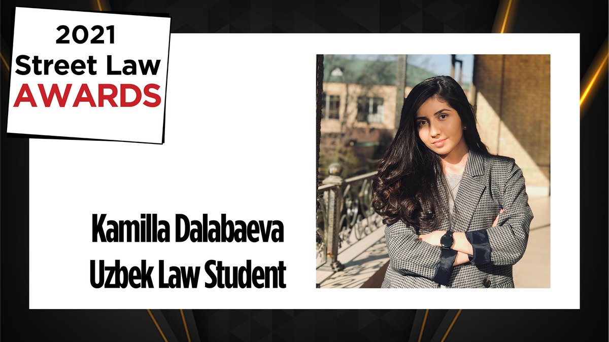 StreetLawInc's tweet photo. At tonight’s Awards Program, we'll hear from Kamilla Dalabaeva, a law student at Tashkent State University of Law, about her experience with the growing Street Law program in Uzbekistan.
The show starts at 6 p.m. EDT!
https://t.co/9c1ziCDEWs
#SLIAwards https://t.co/EUiFfWdiFI