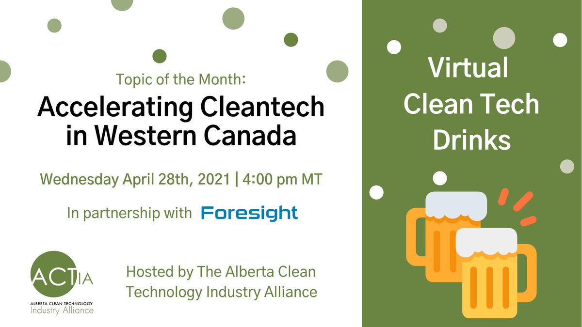 At next week's Clean Tech Drinks, we'll be sharing exciting plans for advancing clean tech in Alberta. You don't want to miss this!

Register: foresightcac.zoom.us/meeting/regist…

#alberta #cleantech <a href="/ForesightCAC/">Foresight Canada 🌱</a>