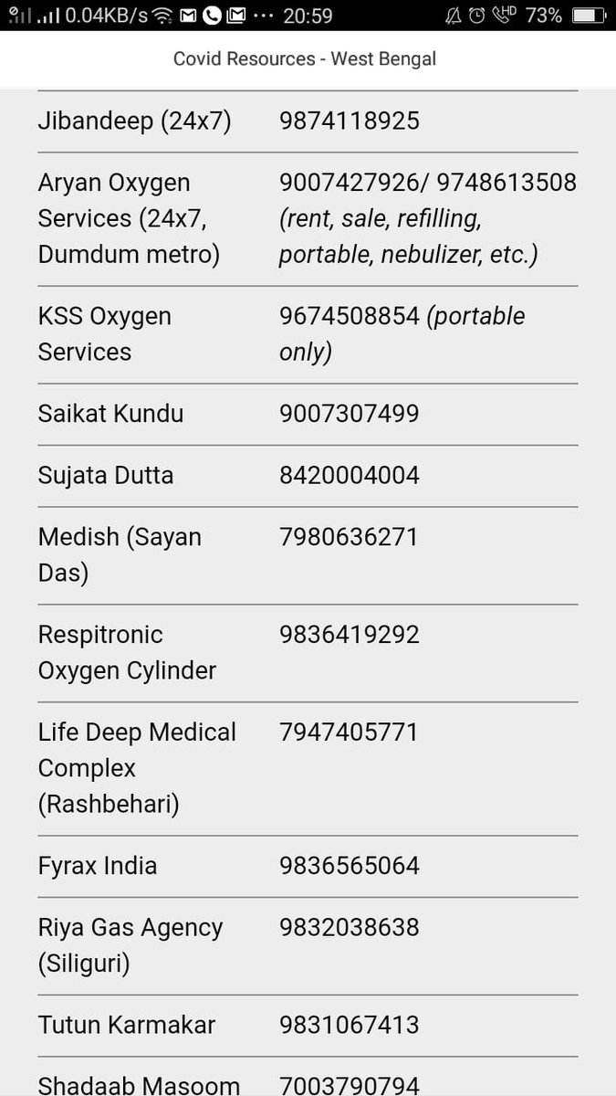 another set of numbers of oxygen suppliers in kolkata #KolkataCovidCare