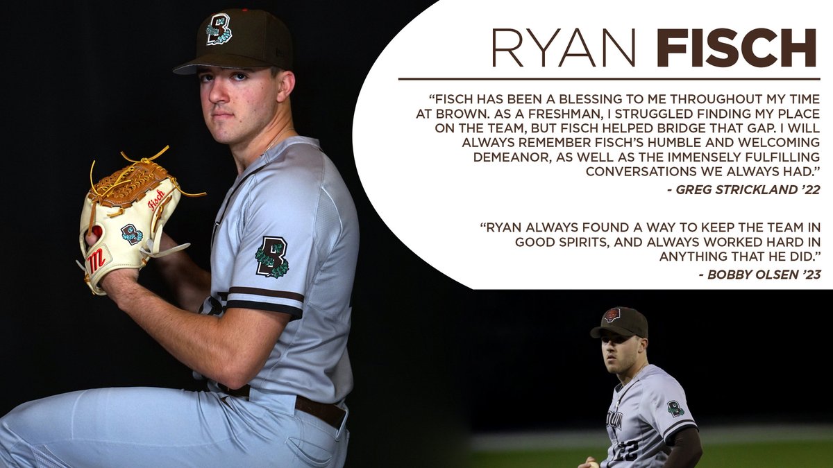 BrownU_Baseball's tweet photo. SENIOR SPOTLIGHT

➡️ Ryan Fisch

• Pitcher
• Sugarland, Texas

"Ryan always found a way to keep the team in good spirits, and always worked hard in anything that he did."

#GoBruno 🐻⚾️🎓 https://t.co/JfQvKsTswI