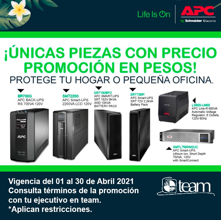conexionteam's tweet photo. #Teammate @APCbySchneider y team te consentimos este mes de abril. Nos preocupamos por mantener protegido tu hogar, oficina y centro de datos. https://t.co/Zu4aankLbb
Contacta con nosotros:
gvilla@teamnet.com.mx
https://t.co/jYcB12qZZm
Batería#LifeIsOn #APCteam https://t.co/9zJEx7rPiQ