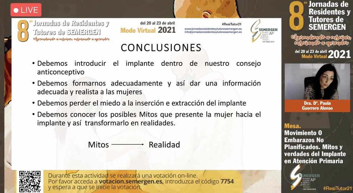 SEMERGENap's tweet photo. 👉Disminución de fertilidad, cambios de humor e incremento del acné con implantes LARC▶️ son mitos que NO tienen base científica. Debemos informarnos, formarnos e informar con base científica a pacientes. 
Dra. @paugalonso #ResiTutor21 #Movimiento0EmbarazosNoPlanificados #MFyC https://t.co/QtKii3kwJ8