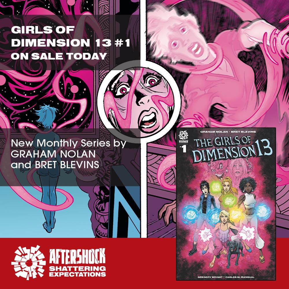 Portals into strange, new realms are now OPEN!

💫 GIRLS OF DIMENSION 13 #1 by Graham Nolan (<a href="/gnolan12/">Graham Nolan 🇺🇸</a>), <a href="/BlevinsBret/">Bret Blevins</a>, <a href="/GregoryWright62/">Gregory Wright</a>, and Carlos M. Mangual (@social_myth) is in #comic stores starting NOW 💥 #GirlsOfD13 #ReadDangerously