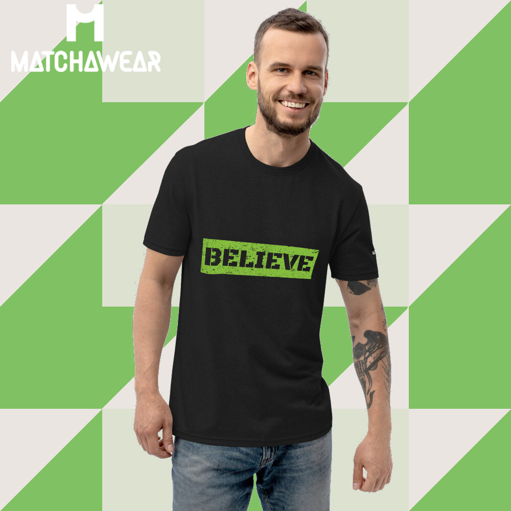 MatchaWear's tweet photo. We believe in freedom of choice, which is why we’ve made this shirt available in black, charcoal heather and heathered navy. 
#matchawear #motivationalwear #believe #freedom #choice #ecofriendly https://t.co/wwGQ9Qoi4x