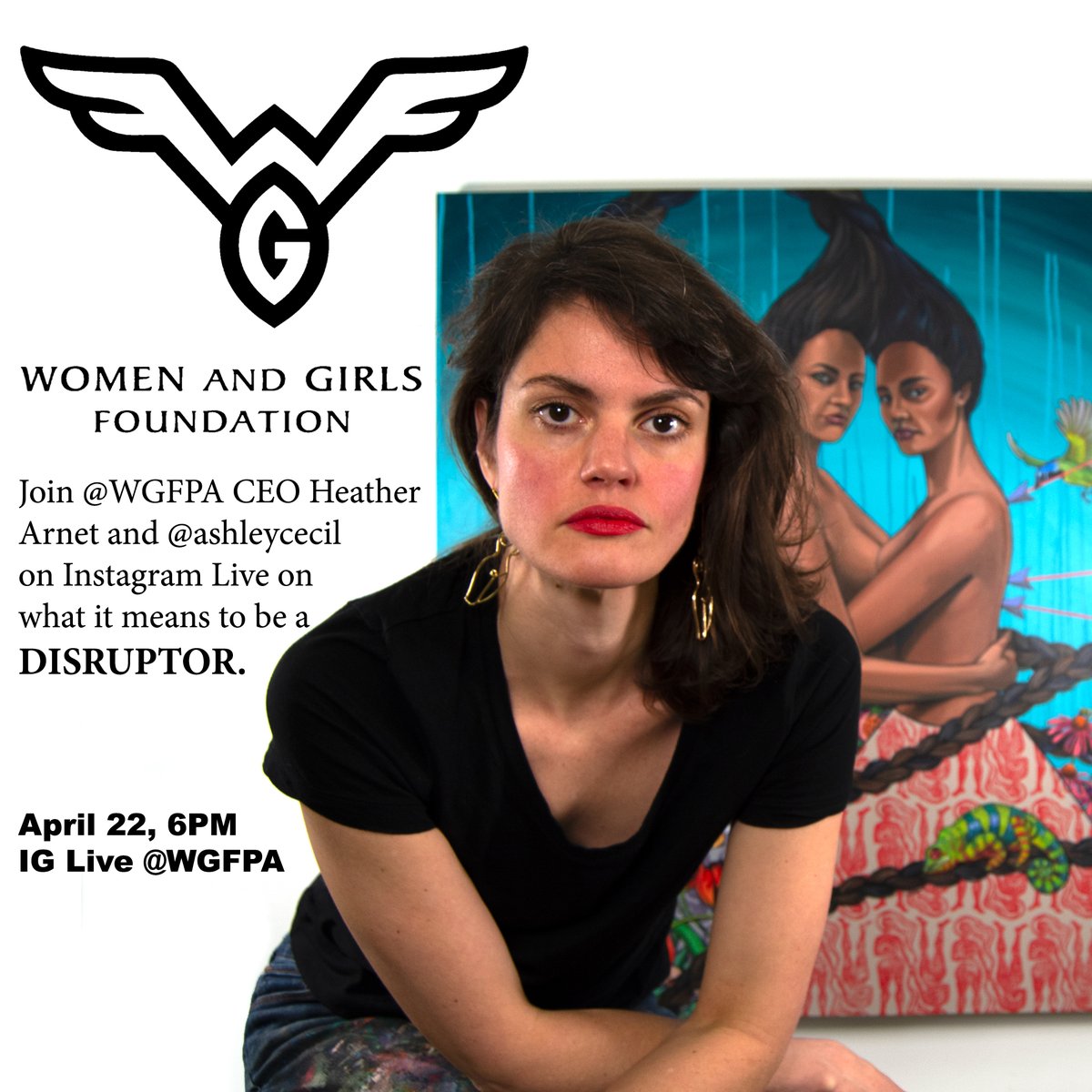 wgfpa's tweet photo. WATCH: April 22 is Earth Day! Check out "WGF Disruptors" at 6pm Thursday on Instagram Live @WGFPA for a conversation with Ashley Cecil (@ashleycecil) about what being a disruptor means as an ecofeminist artist.
 
#WGFDisruptors #EarthDay https://t.co/0WLW3D7aOo