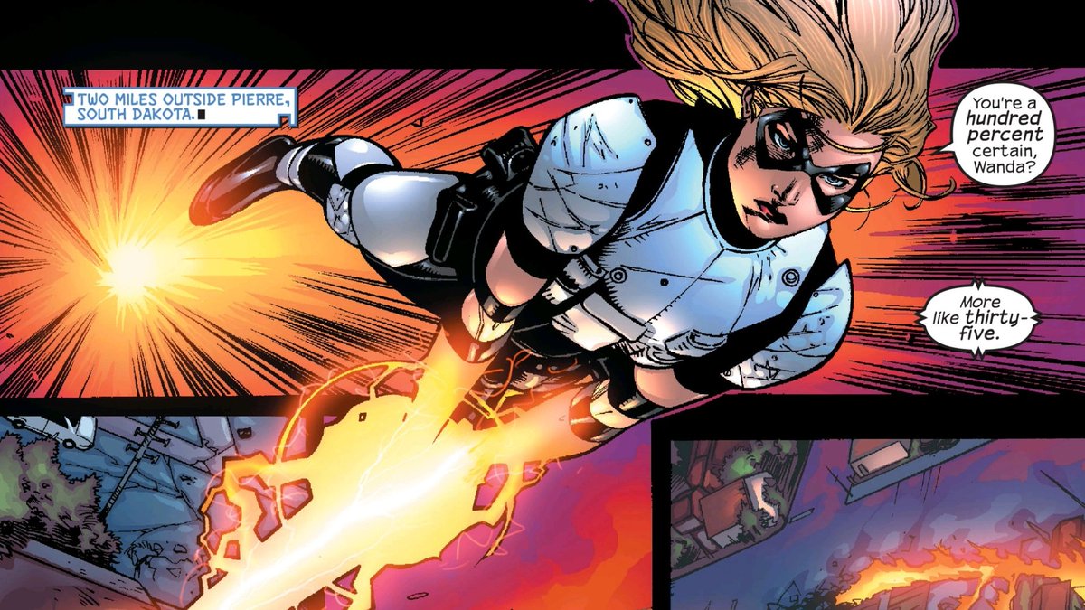 5. Back on Earth Carol chooses the name Warbird in 1998, as I said, with her iconic Ms. Marvel look. But for her last few years as Warbird, from 2003 to 2005, she had a new uniform. It's not a well known look, though elements of it later inspired her 2nd Captain Marvel costume.