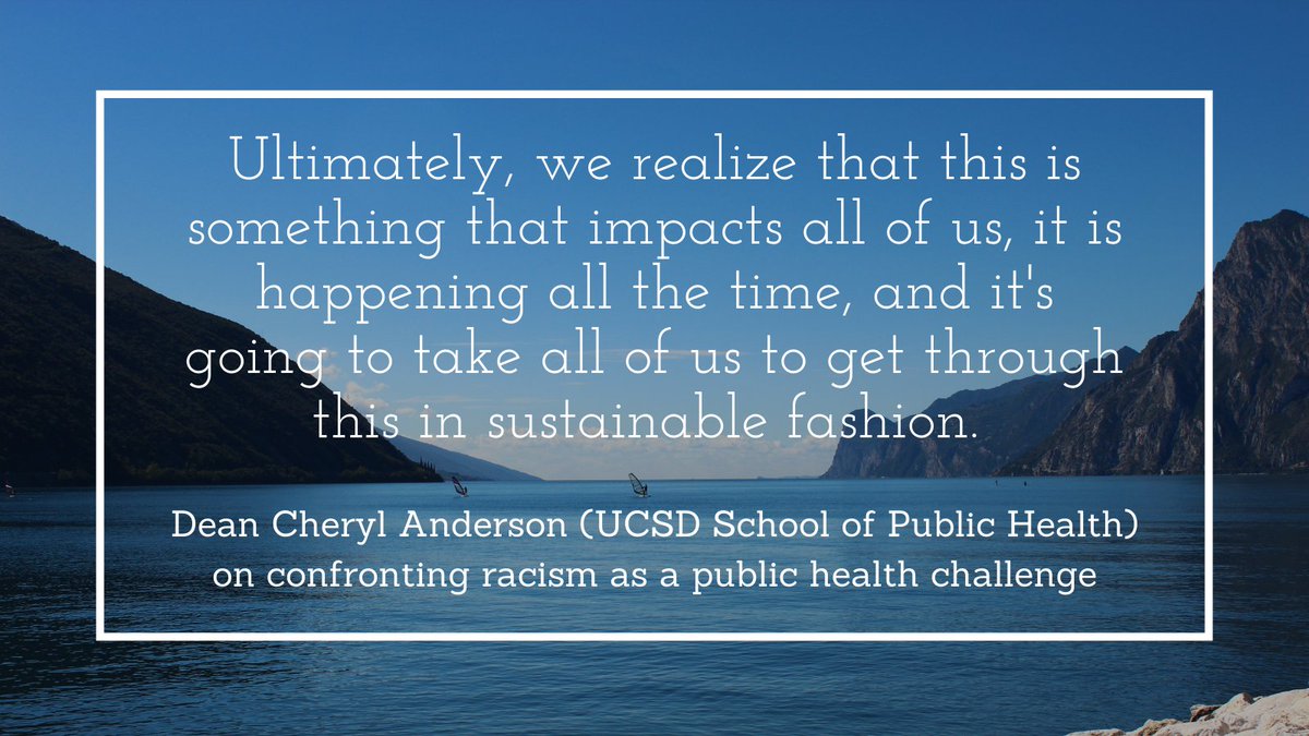 Dr. Cheryl Anderson <a href="/chanders4/">Cheryl Anderson</a>, founding Dean of UCSD School of #PublicHealth, delivered a powerful presentation at our April JEDI Town Hall, entitled "#Racism is a Public Health Crisis: Opportunities and Challenges for Programs in Population Health." Here is a key takeaway.