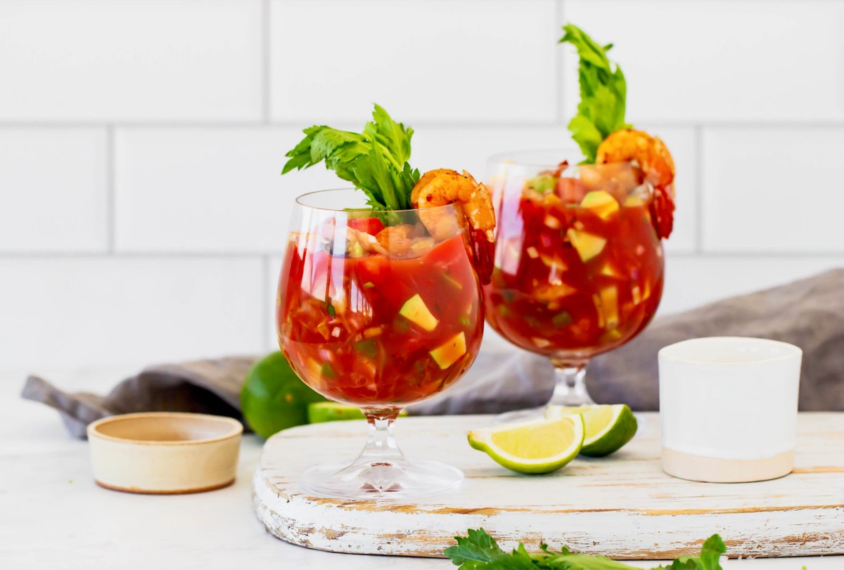 Mexican Shrimp Cocktail: a fun twist on the classic shrimp cocktail! Featuring the flavors of shrimp cocktail plus all the fun of ceviche and a loaded (virgin) Bloody Mary. Grab some tortilla chips or saltines and dig in!! buff.ly/3v2AJbk