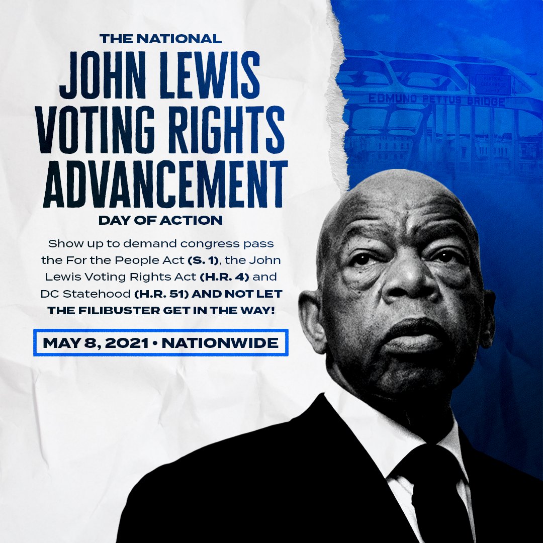 VirusFreeVoting's tweet photo. Join activists from across the nation on May 8 for the National John Lewis Voting Rights Advancement Action Day. 
Sign up at https://t.co/FWmZFmvELr. 
#vote4justice #May8ActionDay https://t.co/GkfYTpXadY