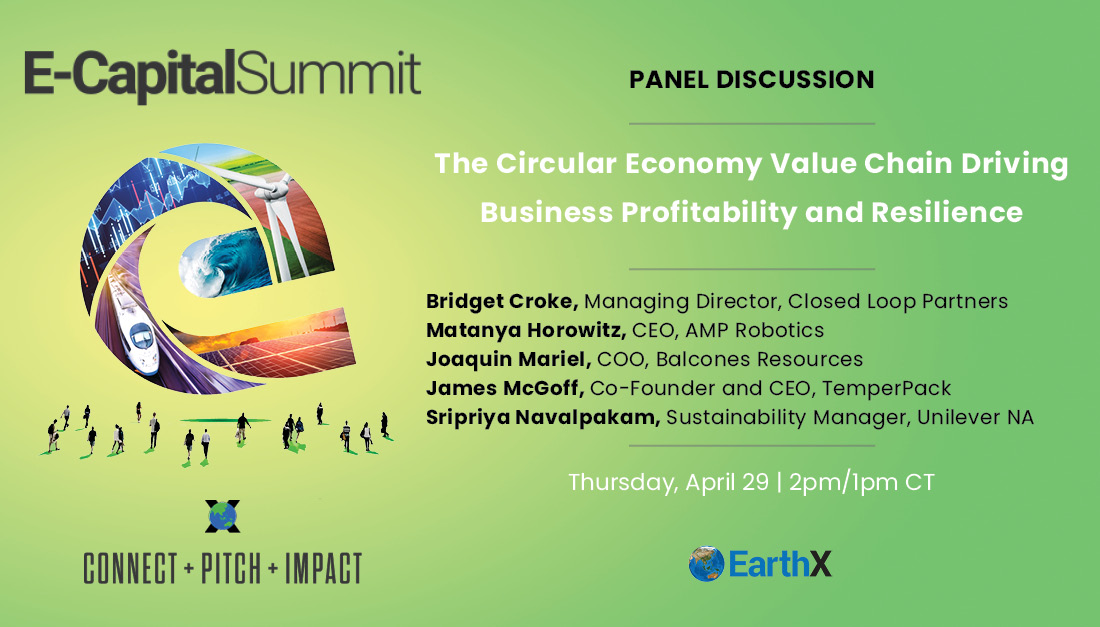 This #EarthMonth, our CEO <a href="/mhorowit/">Matanya</a> joins <a href="/LoopFund/">Closed Loop Partners</a>'s <a href="/BridgetCroke/">Bridget Croke</a>, <a href="/BalconesRecycle/">Balcones Recycling</a>'s Joaquin Mariel, <a href="/TemperPack/">TemperPack</a>'s James McGoff and <a href="/Unilever/">Unilever</a>'s Sripriya Navalpakam to discuss how the #circulareconomy value chain is driving profitability and resilience. earthx.org/conference/e-c…