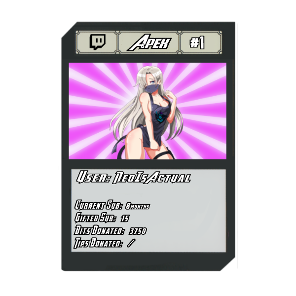 xApexPredatorTV's tweet photo. I hope you guys like my newest sub perk, SUB CARDS!
@BulldoggerGame @Cheeto_el_beefo @neoisactual  
#twitch #TwitchStreamers #subcards #subperks #SmallStreamersConnect https://t.co/NXGfOpVHUy