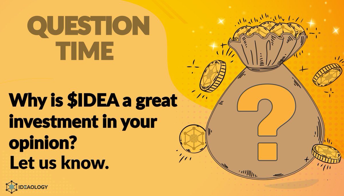ideaologyio's tweet photo. Why is $IDEA a great investment in your opinion? Let us know.
#IDEAtoken #IDEAonKuCoin #TokenQuestions #cryptocurrency https://t.co/rzs1ZNXo4E