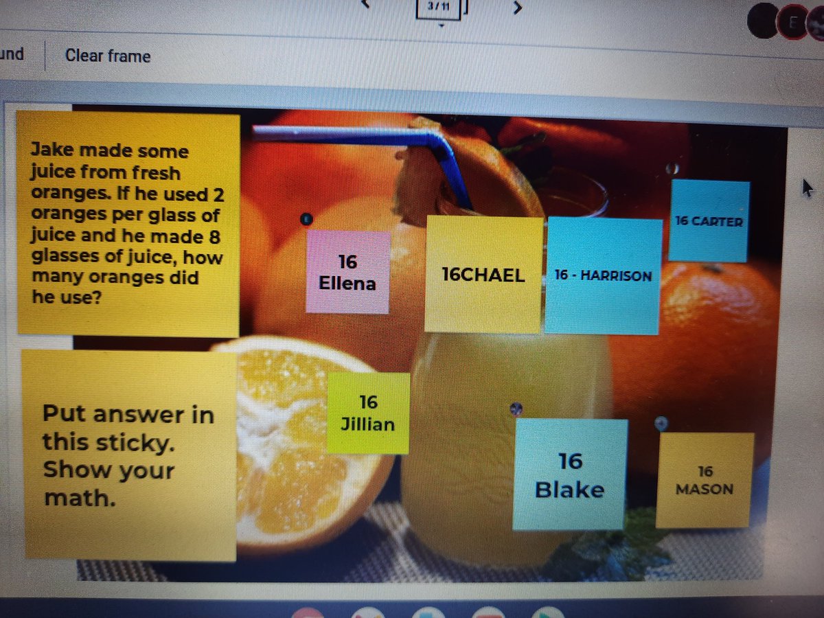 TheresaPallett's tweet photo. Using jamboard to solve multiplication problems & share the strategies we used to find a solution. Thank you to a fellow educator @HPEschools for sharing your jamboard lesson with us #manyhandsmakelightwork #bettertogether #morethanonewaytosolveaproblem https://t.co/5Bbs0vjvMg