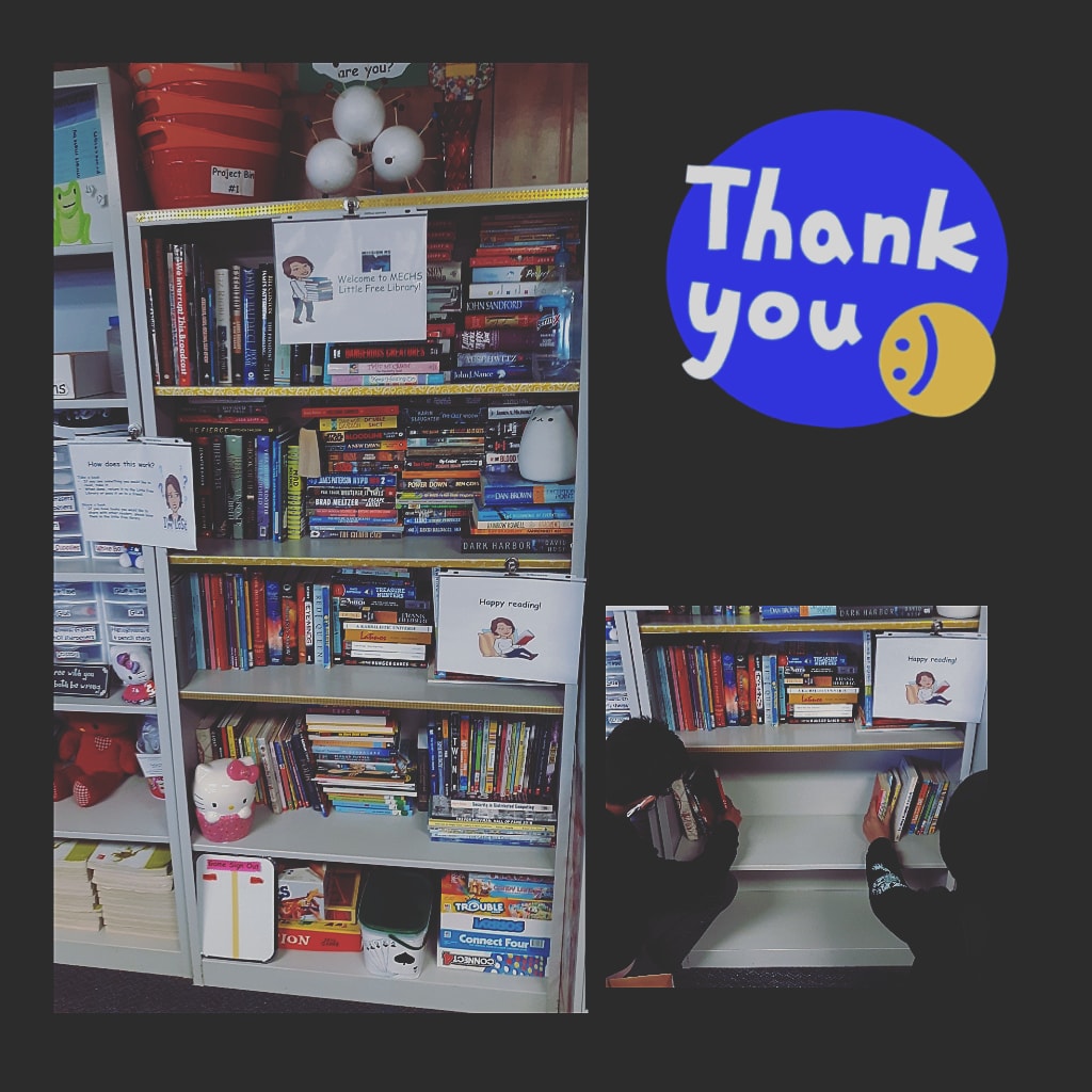 mechsscientist's tweet photo. Thanks to @missionechs faculty and staff, the MECHS Little Free Library continues to grow!  I can't wait until next year when @snhsmechs &amp; @MechsEnviClub  establish a structure for everyone to pick up books.

#TeamSISD #BeExtraordinary #FirstandBest https://t.co/k1r0JZhiqT