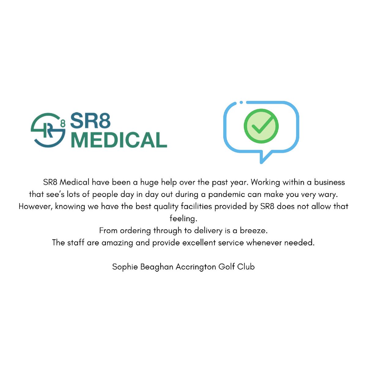 More fabulous feedback from our fabulous customers! Thank you to <a href="/ADGC_CATERING/">Accrington Golf Club Catering</a> for shopping with us for your PPE and medical needs 🤩 for the best take away food in East Lancashire, these are the people to go to! 

#sr8medical #sr8group #firstaid #ppe #safety #security