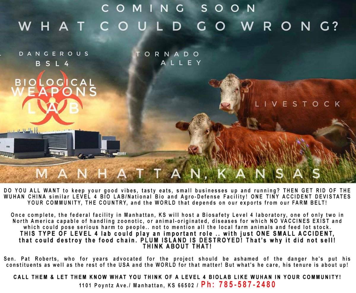 💥WHAT COULD GO WRONG with a LVL 4 BIOLAB?? ASK WUHAN.. City of Manhattan, Kansas (@Cityofmhk), (@VisitMHK), @RileyCountyPD, @ManhattanPRD Parks/Rec, @MHKChamber of Commerce, @DowntownMHK, @ManhattanFD, @aggieville, @1350Kman radio.. .@Manifest_Utopia