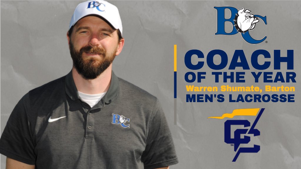 ConfCarolinas's tweet image. Congratulations to Warren Shumate of @bartonathletics on being named the men’s lacrosse Coach of the Year!
#LeadingTheWay