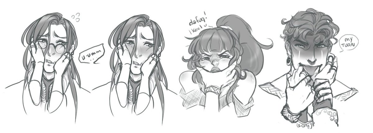 pimsworthy's tweet photo. Salutations!  Meet our comic's main trio with a friendly round of face squishes:  Pyare, Omniela and Cassien~  Who are you most interested in getting to know? https://t.co/IUhIiD7uGV