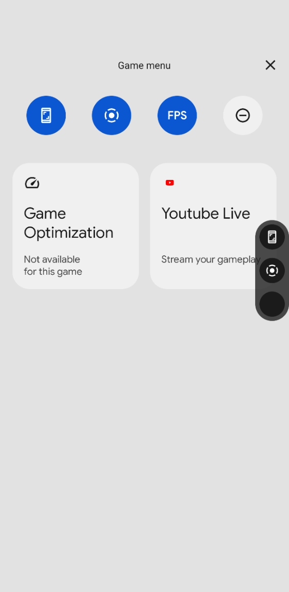 Game mode has been fleshed out with a new "game optimization" widget and the ability to show some toggles for screenshots/screen recording/FPS in a floating menu.